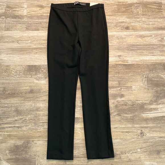 Zara Hi Rise Legging Black Zippered Waist Womens Size Medium - Picture 1 of 5